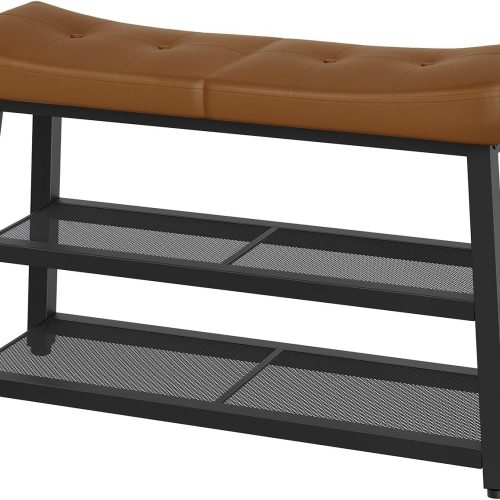 Shoe Storage Bench with Cushion, 3-Tier