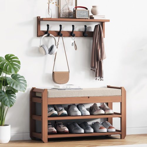 img-496b57b59e180780b537 Bamboo Shoe Bench with Cushion