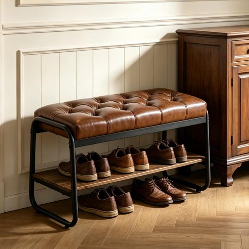 Tufted Shoe Storage Bench