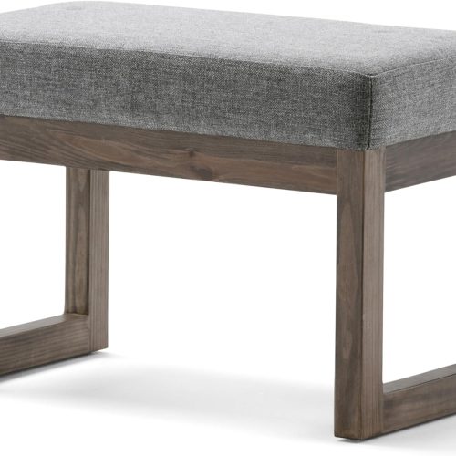 Rectangular Linen Ottoman in Grey
